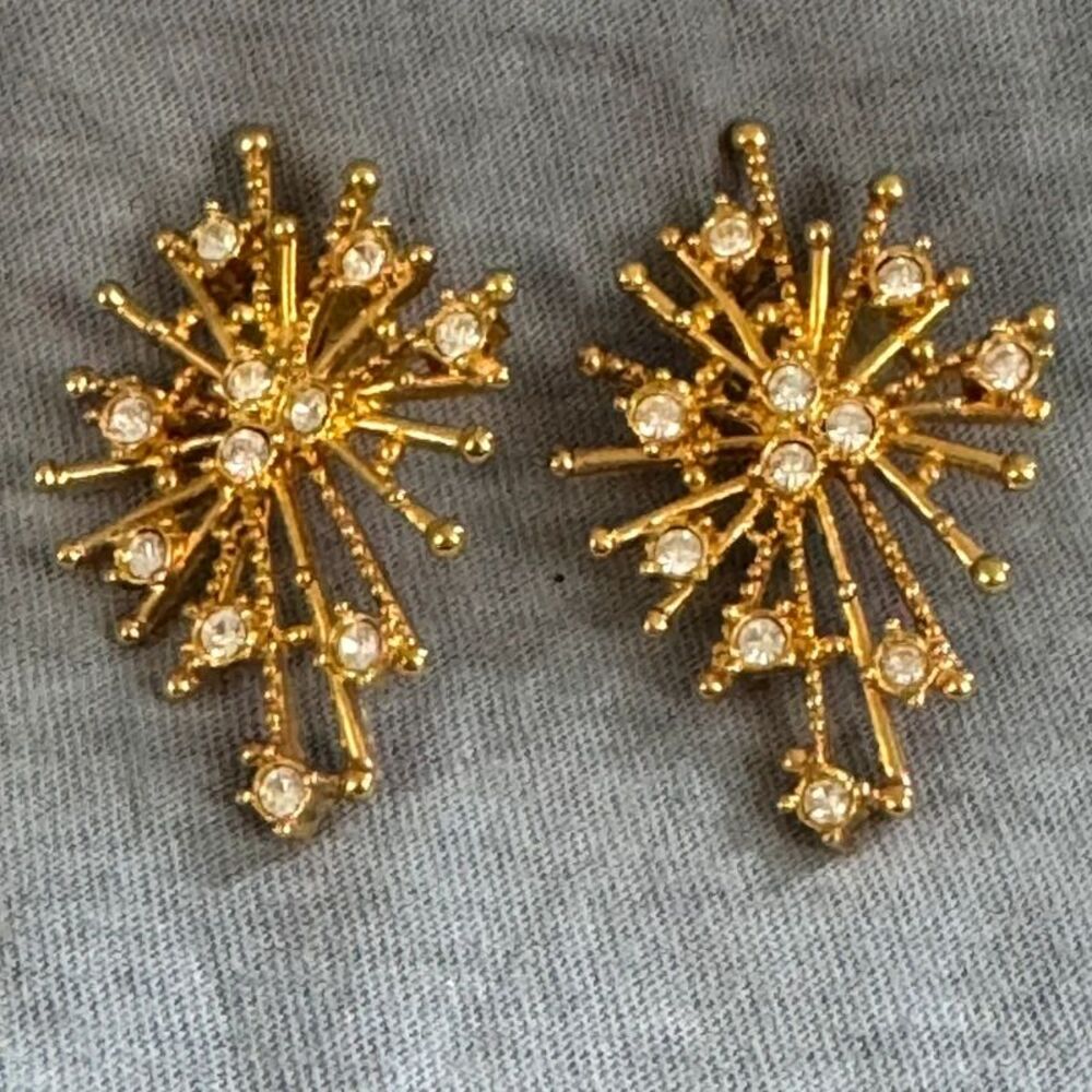 Vintage Avon Starburst Rhinestone Pierced Earrings